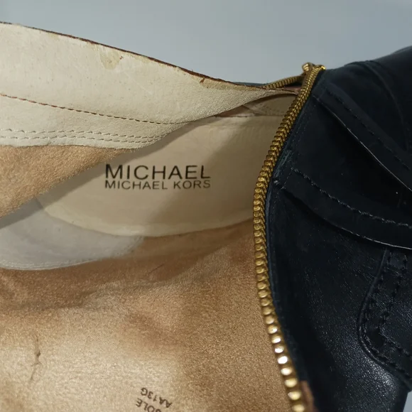 *Michael Kors Stockard Bootie Dark Brown/Black 5" Heel Sz 10M Gold Side Zipper - Picture 11 of 14